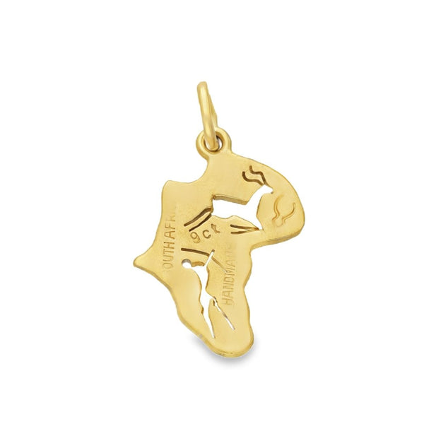 9ct Yellow Gold Antelope & Hunter Africa Pendant - 15x21mm -1.4g