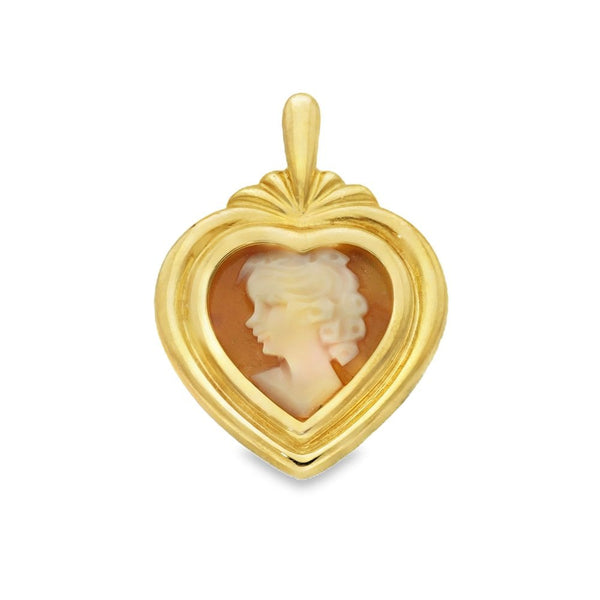 9ct Yellow Gold Cameo Heart Pendant - 26x20x3.5mm - 2.8g