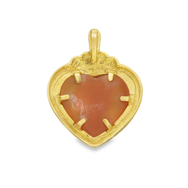 9ct Yellow Gold Cameo Heart Pendant - 26x20x3.5mm - 2.8g