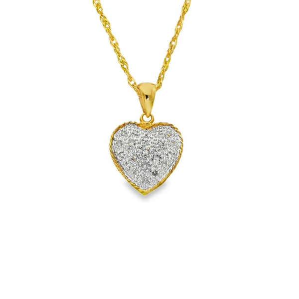 9ct White Gold Diamond Heart Pendant & Necklace - 16" - 3.2g