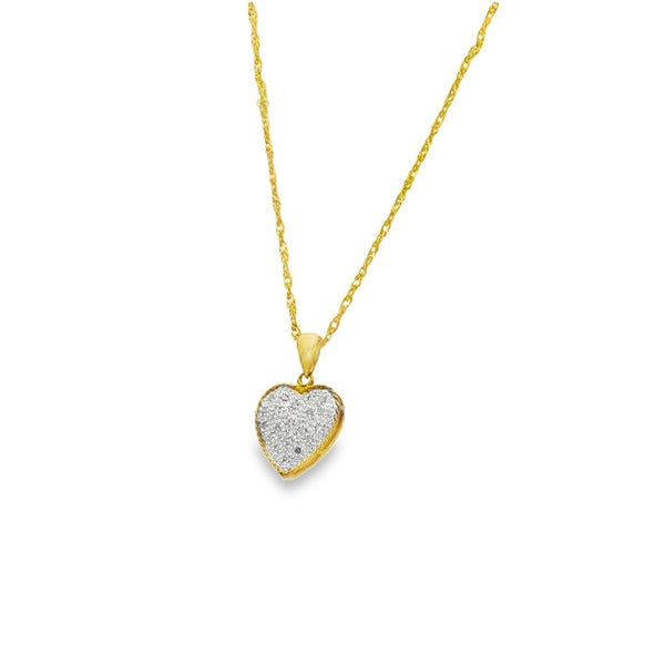 9ct White Gold Diamond Heart Pendant & Necklace - 16" - 3.2g