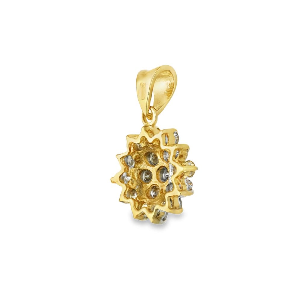 9ct Yellow Gold Diamond Cluster Pendant - 13x16x6mm - 0.97ct