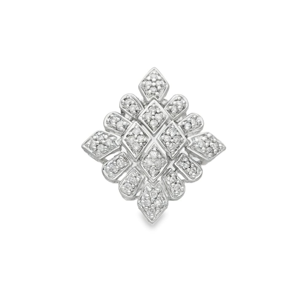 9ct White Gold Diamond-Shaped Diamond Pendant -20x23x7mm -0.24ct