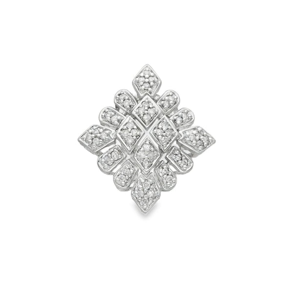 9ct White Gold Diamond-Shaped Diamond Pendant -20x23x7mm -0.24ct