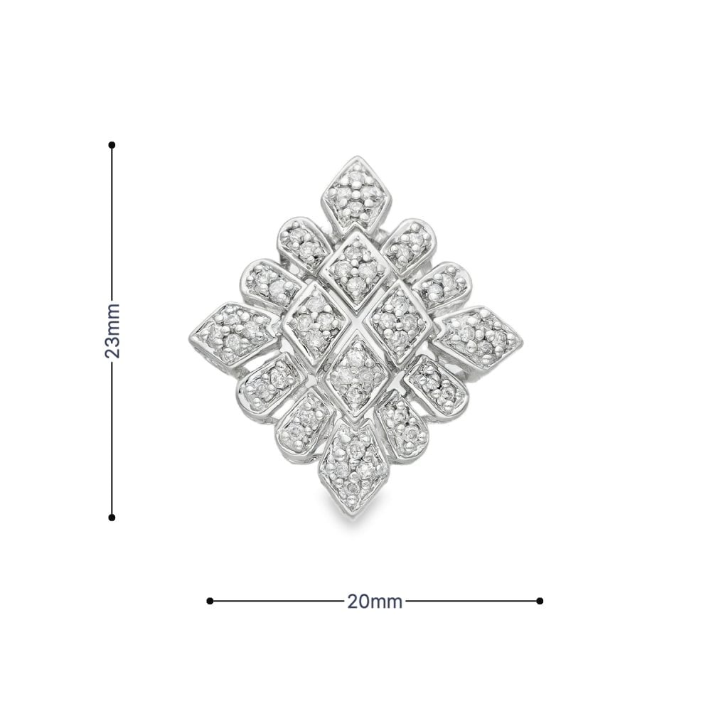 9ct White Gold Diamond-Shaped Diamond Pendant -20x23x7mm -0.24ct