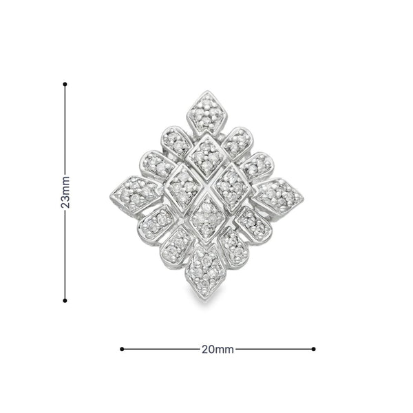 9ct White Gold Diamond-Shaped Diamond Pendant -20x23x7mm -0.24ct