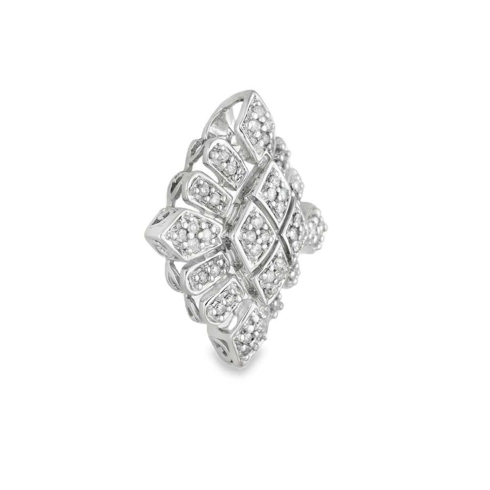 9ct White Gold Diamond-Shaped Diamond Pendant -20x23x7mm -0.24ct