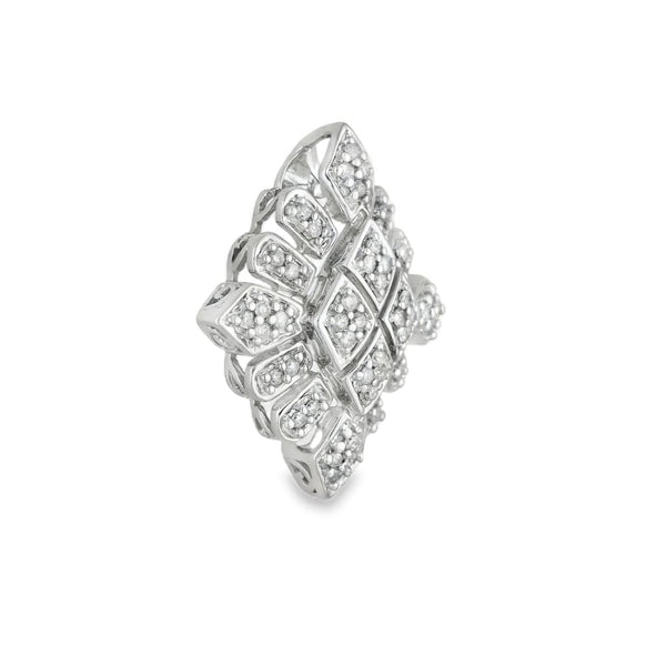 9ct White Gold Diamond-Shaped Diamond Pendant -20x23x7mm -0.24ct