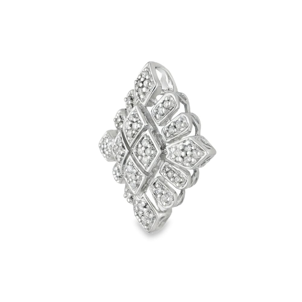 9ct White Gold Diamond-Shaped Diamond Pendant -20x23x7mm -0.24ct