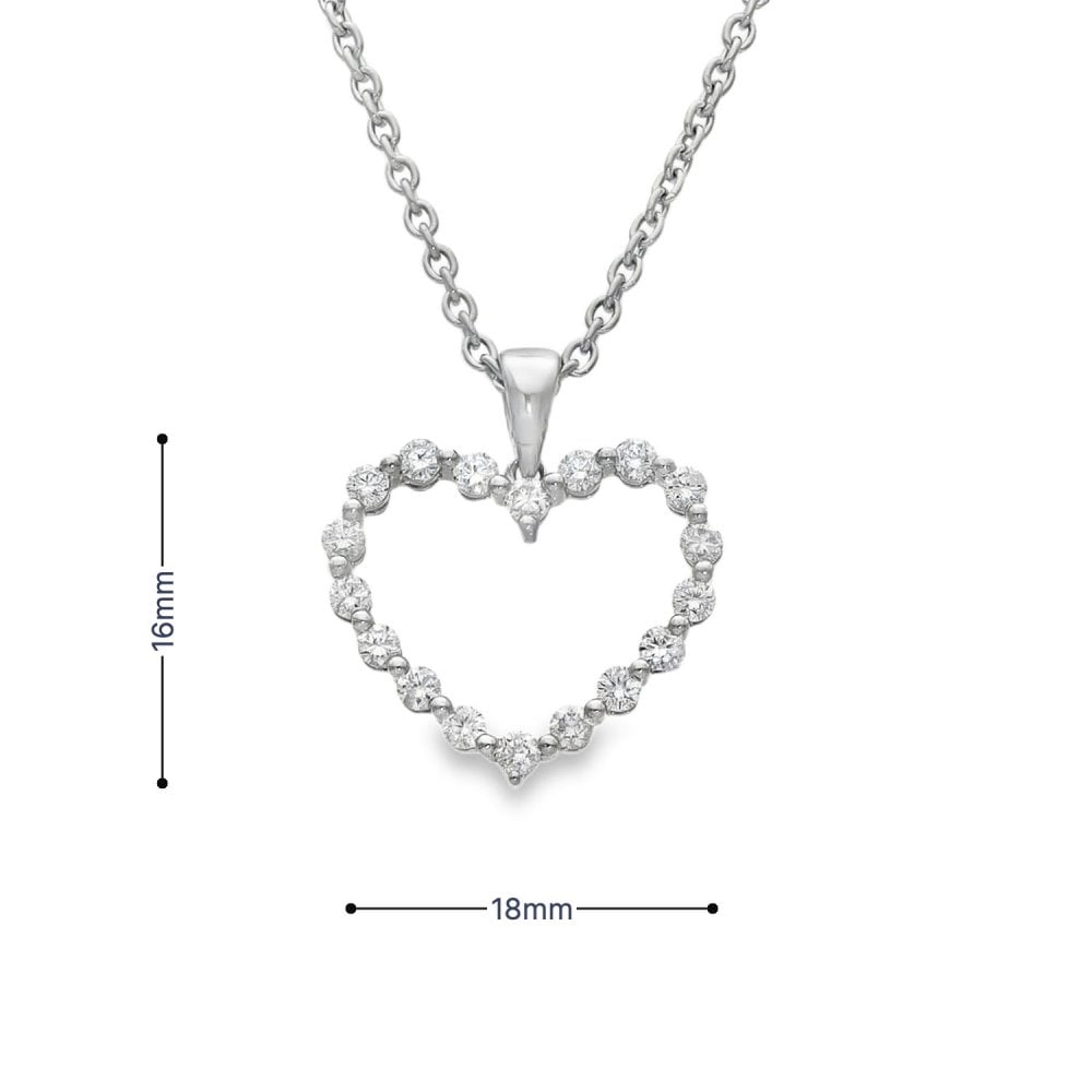950 Platinum Open Heart Diamond Pendant & Necklace - 18" -0.45ct