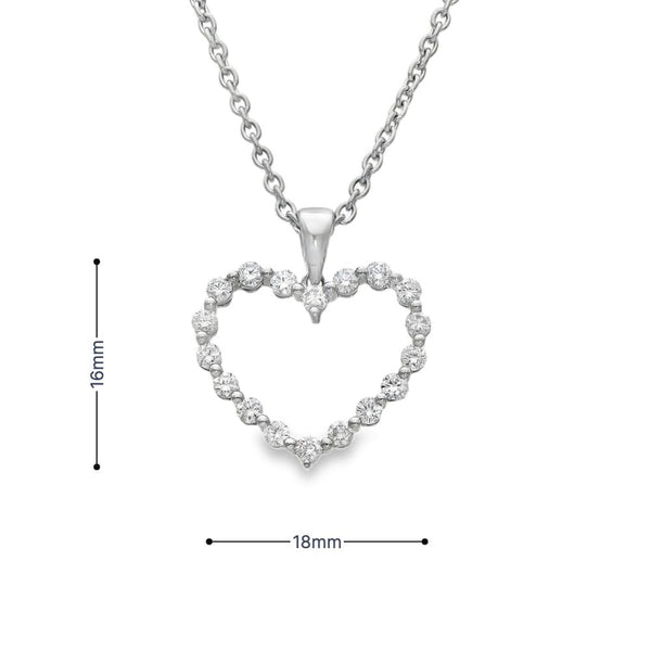 950 Platinum Open Heart Diamond Pendant & Necklace - 18" -0.45ct