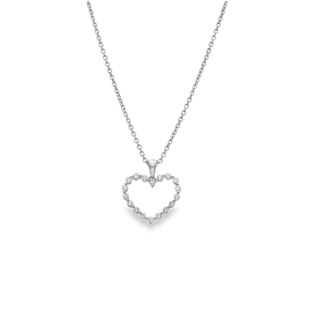 950 Platinum Open Heart Diamond Pendant & Necklace - 18" -0.45ct