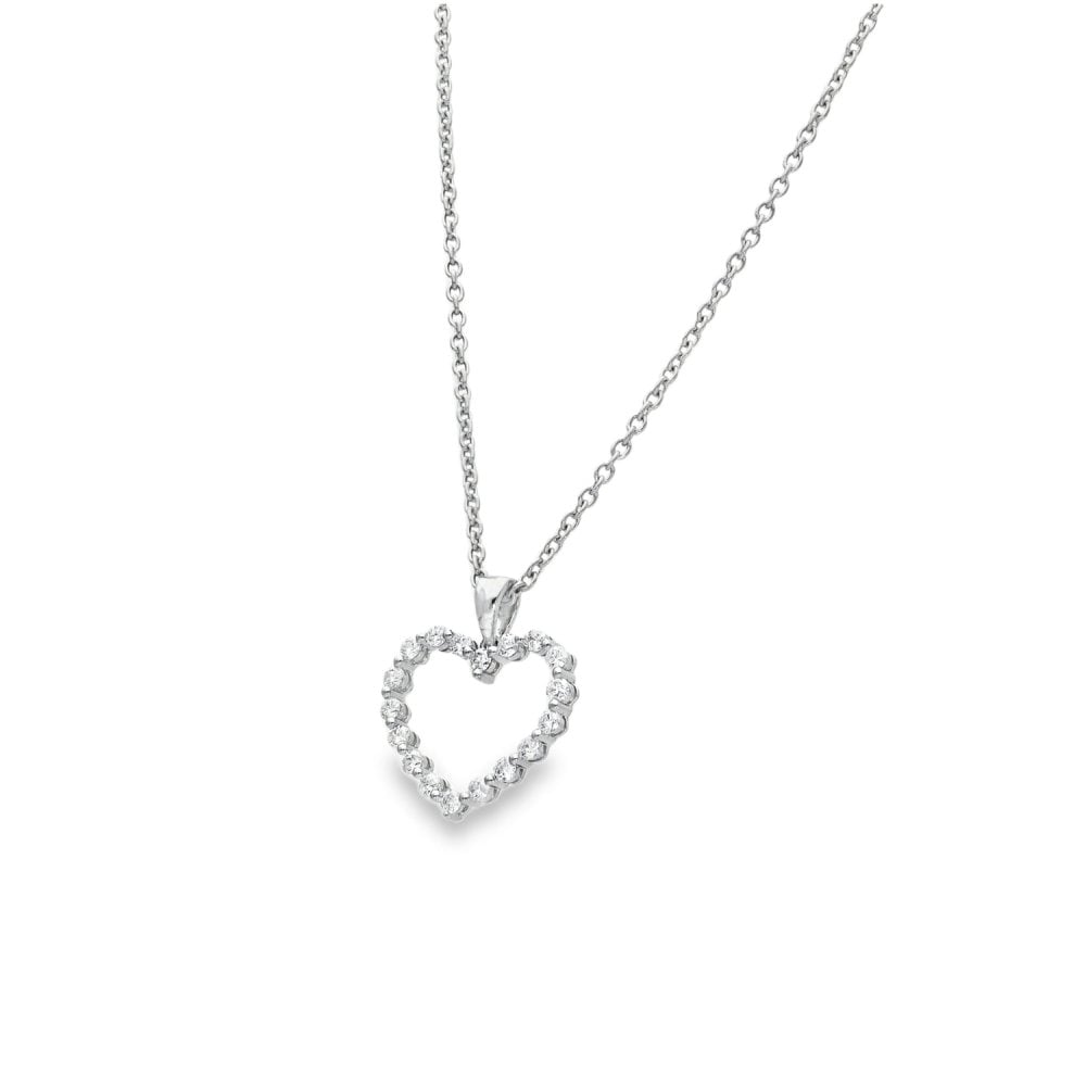 950 Platinum Open Heart Diamond Pendant & Necklace - 18" -0.45ct