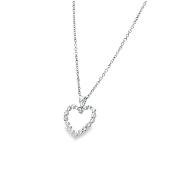 950 Platinum Open Heart Diamond Pendant & Necklace - 18" -0.45ct