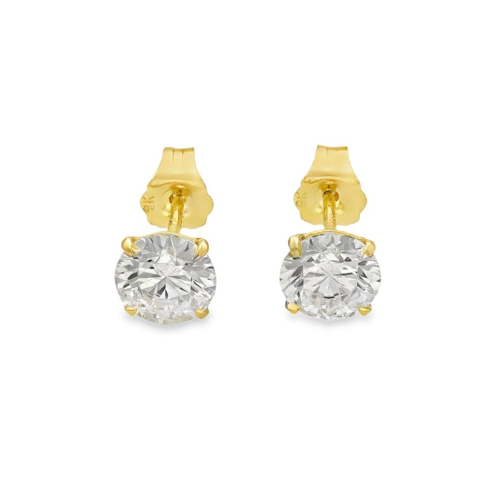 2.06ct Yellow Gold Round-Cut Diamond Stud Earrings - F/VS