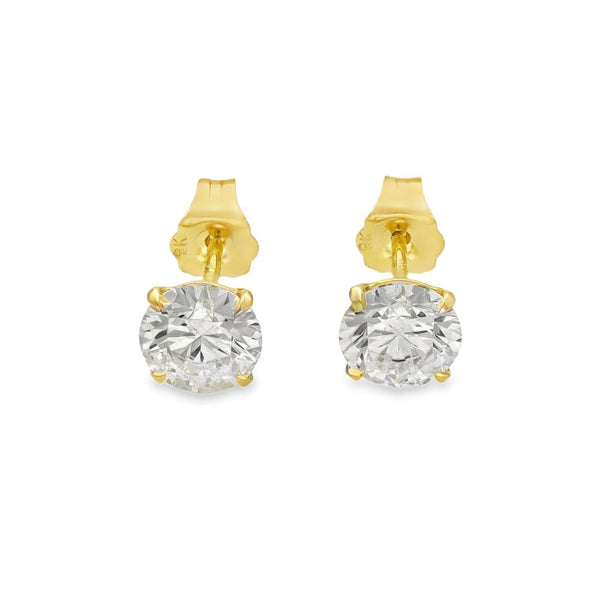 2.06ct Yellow Gold Round-Cut Diamond Stud Earrings - F/VS