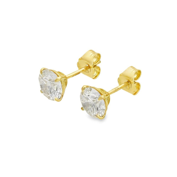 2.06ct Yellow Gold Round-Cut Diamond Stud Earrings - F/VS