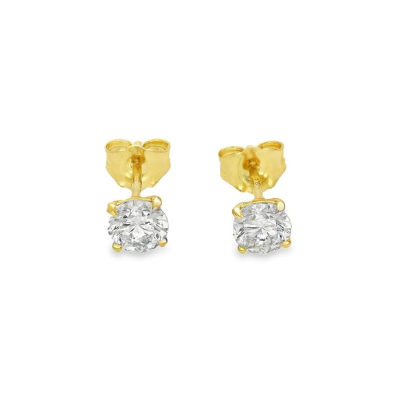 1.02ct Yellow Gold Round-Cut Diamond Stud Earrings - F/VS
