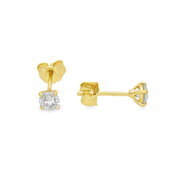 0.52ct Yellow Gold Round-Cut Diamond Stud Earrings - F/VS