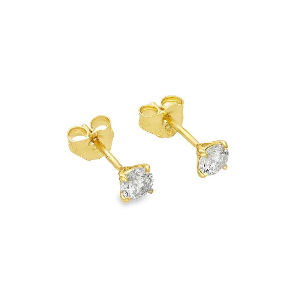 0.52ct Yellow Gold Round-Cut Diamond Stud Earrings - F/VS