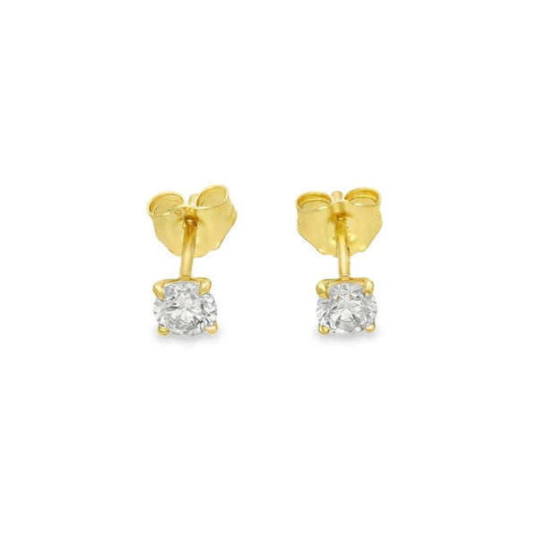 0.52ct Yellow Gold Round-Cut Diamond Stud Earrings - F/VS