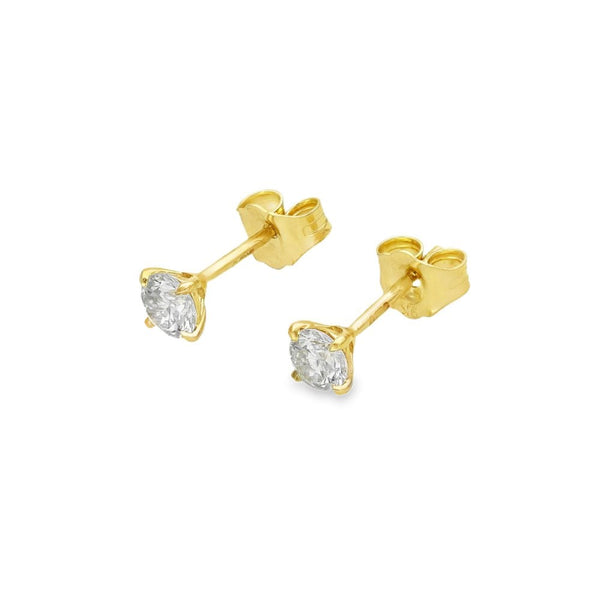 0.52ct Yellow Gold Round-Cut Diamond Stud Earrings - F/VS