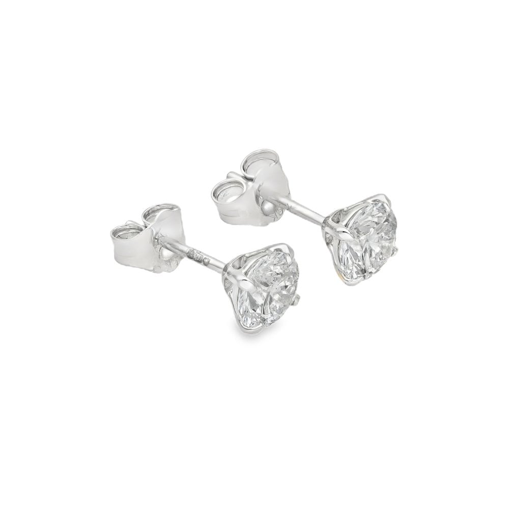 1.52ct White Gold Round-Cut Diamond Stud Earrings - F/VS