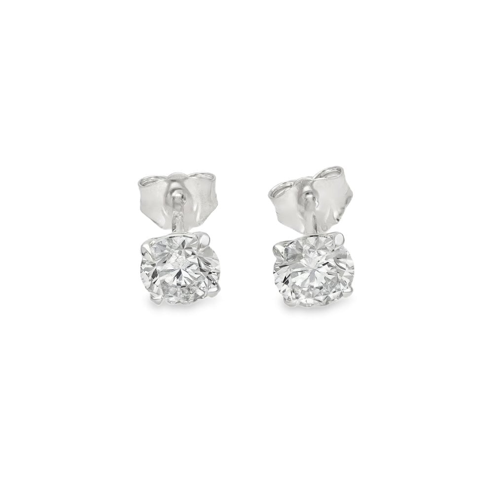1.52ct White Gold Round-Cut Diamond Stud Earrings - F/VS