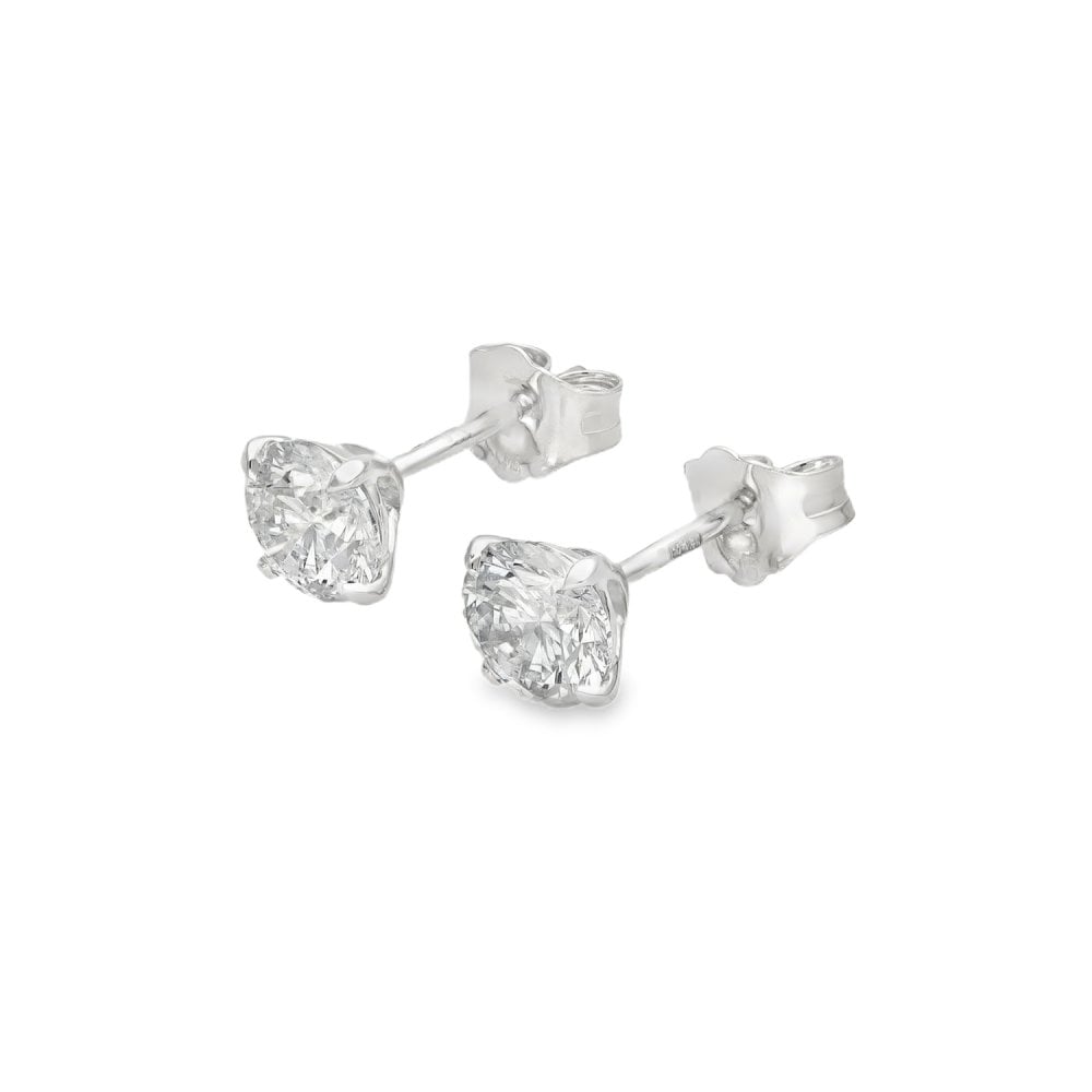 1.52ct White Gold Round-Cut Diamond Stud Earrings - F/VS