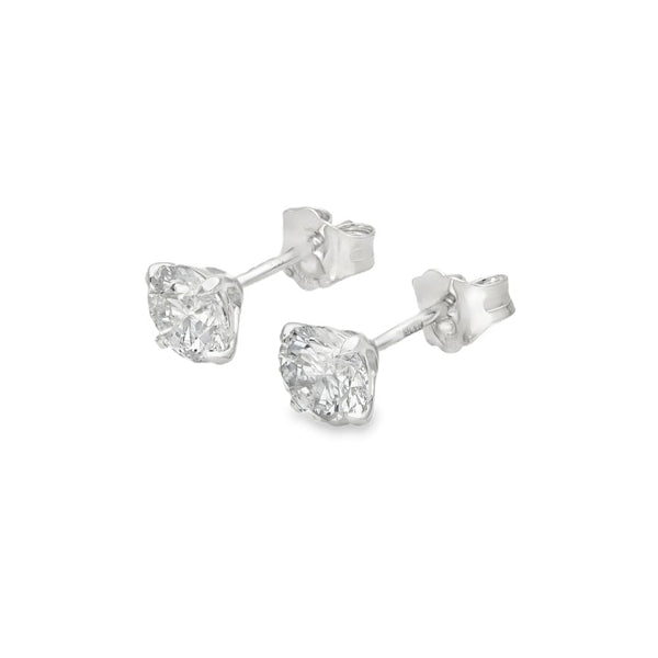 1.52ct White Gold Round-Cut Diamond Stud Earrings - F/VS