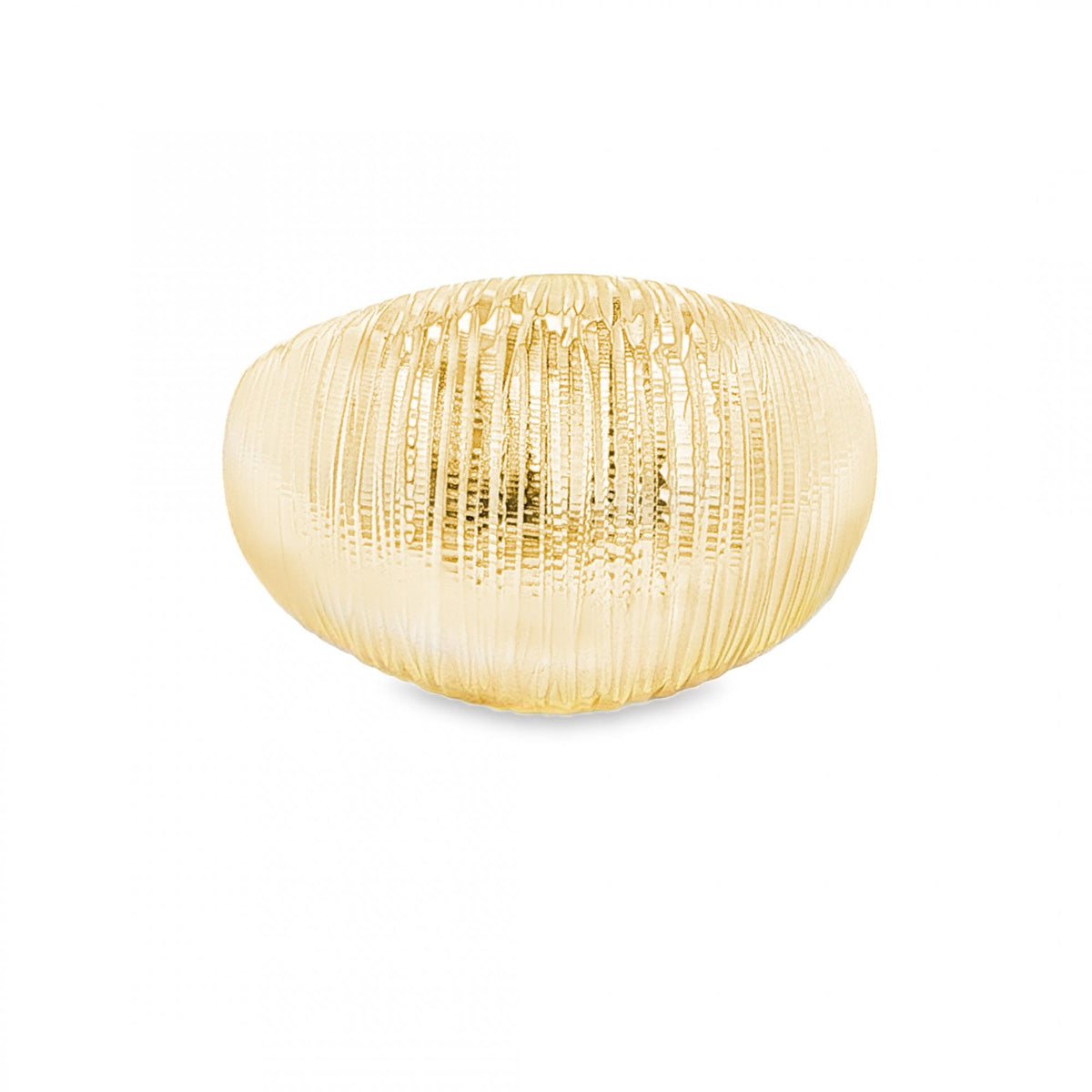 9ct Yellow Gold Domed Grooved Ring - Size S - 14mm