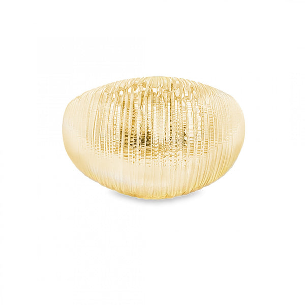 9ct Yellow Gold Domed Grooved Ring - Size S - 14mm
