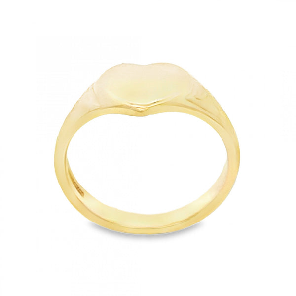 9ct Yellow Gold Heart Signet Ring - Size N - 9mm
