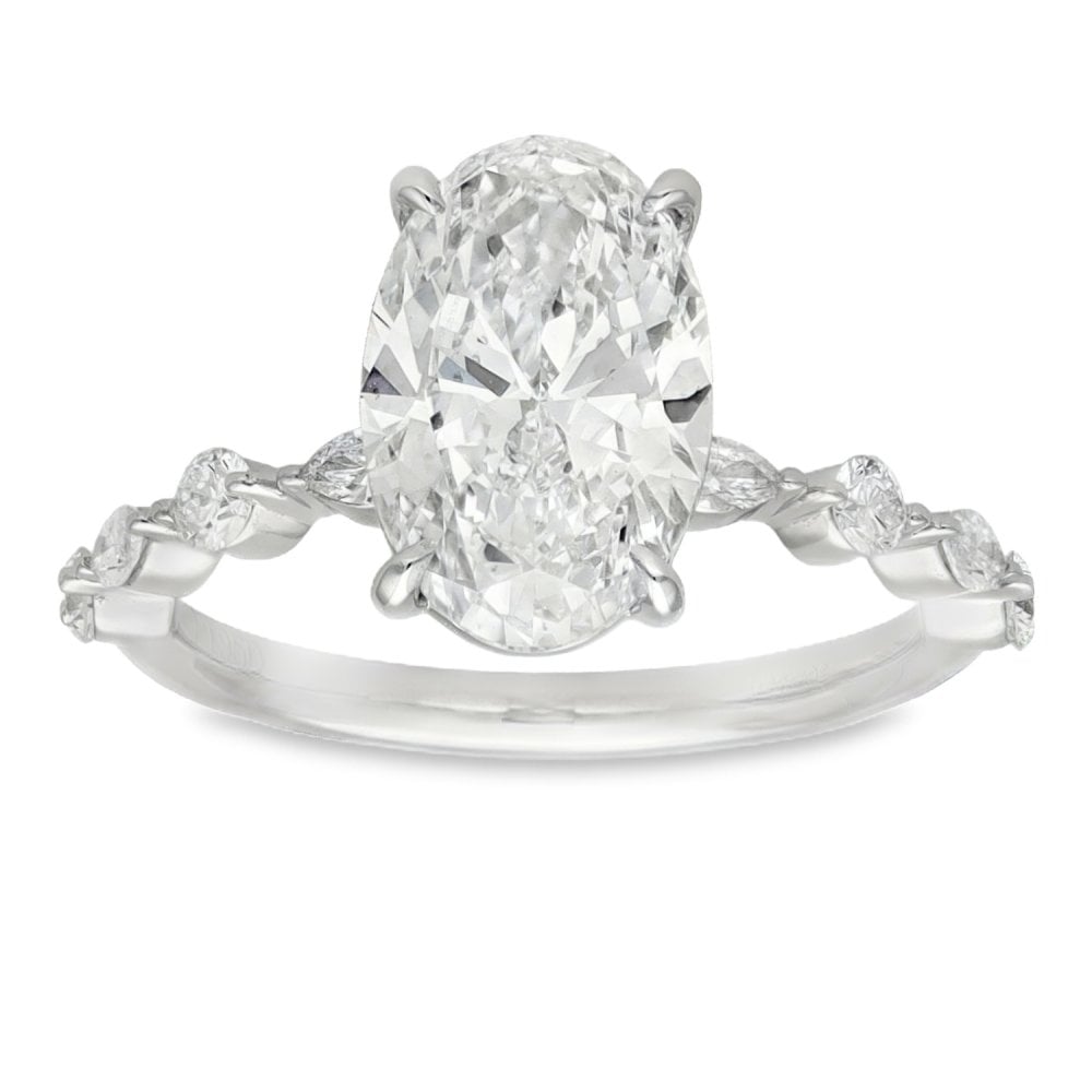3.30ct Platinum Certified Oval Diamond Engagement Ring - D/VVS2