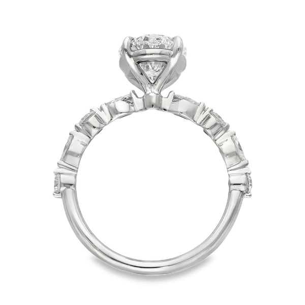 3.30ct Platinum Certified Oval Diamond Engagement Ring - D/VVS2