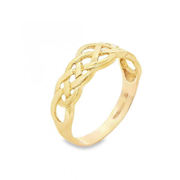 9ct Yellow Gold Celtic Band Ring - Size V - 8mm