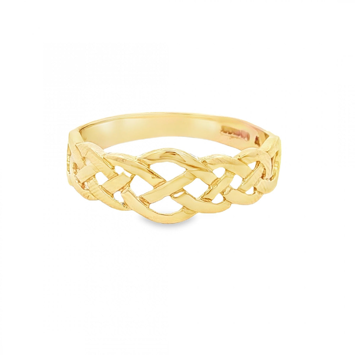 9ct Yellow Gold Celtic Band Ring - Size V - 8mm