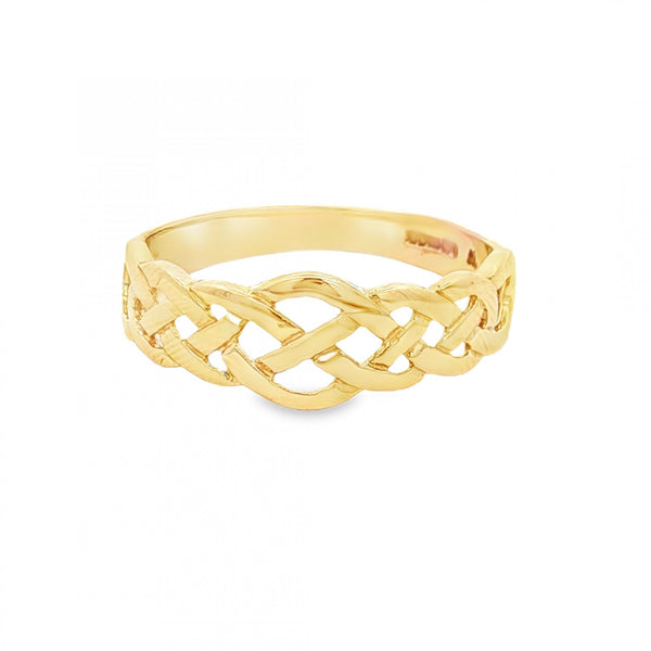 9ct Yellow Gold Celtic Band Ring - Size V - 8mm