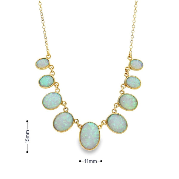 9ct Yellow Gold Opal Necklet - 18" - 11.0g