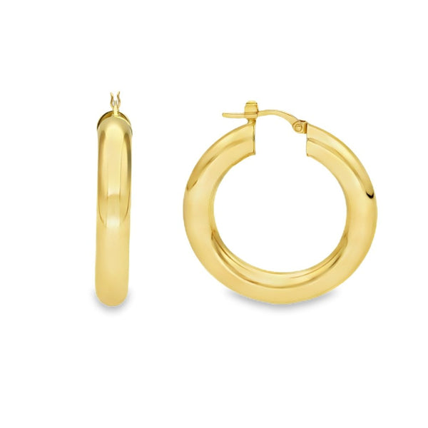 9ct Yellow Gold Large Hollow Tube Hoop Earrings -29x32x5mm -4.5g