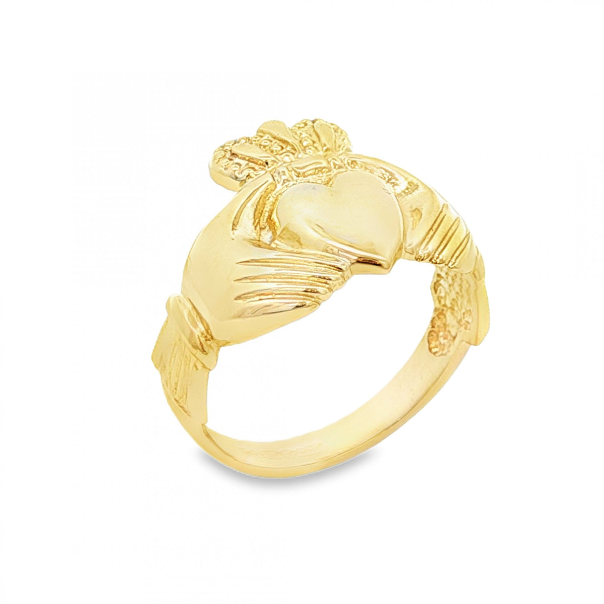 9ct Yellow Gold Claddagh Ring - Size N - 4.4g