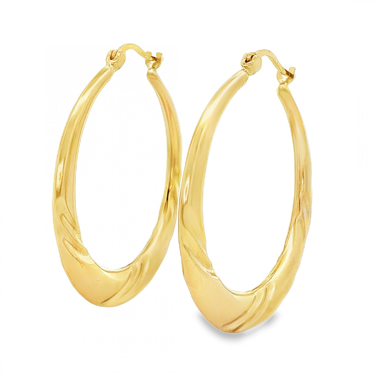 9ct Yellow Gold Large Twist Hoop Earrings - 3x36x34mm - 2.2g