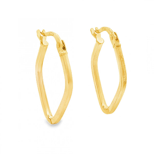 9ct Yellow Gold Diamond-Shape Hoop Earrings - 1.5x22x16mm - 1.1g