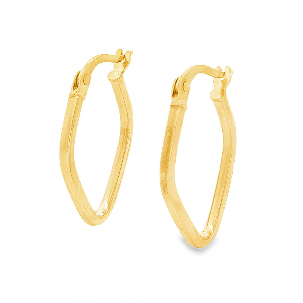 9ct Yellow Gold Diamond-Shape Hoop Earrings - 1.5x22x16mm - 1.1g