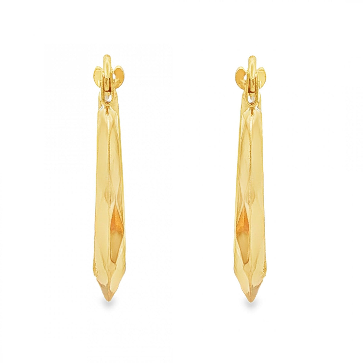 9ct Yellow Gold Faceted Round Hoop Earrings - 3x20x18mm - 1.0g