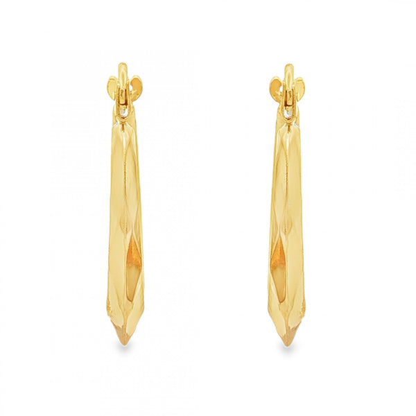 9ct Yellow Gold Faceted Round Hoop Earrings - 3x20x18mm - 1.0g