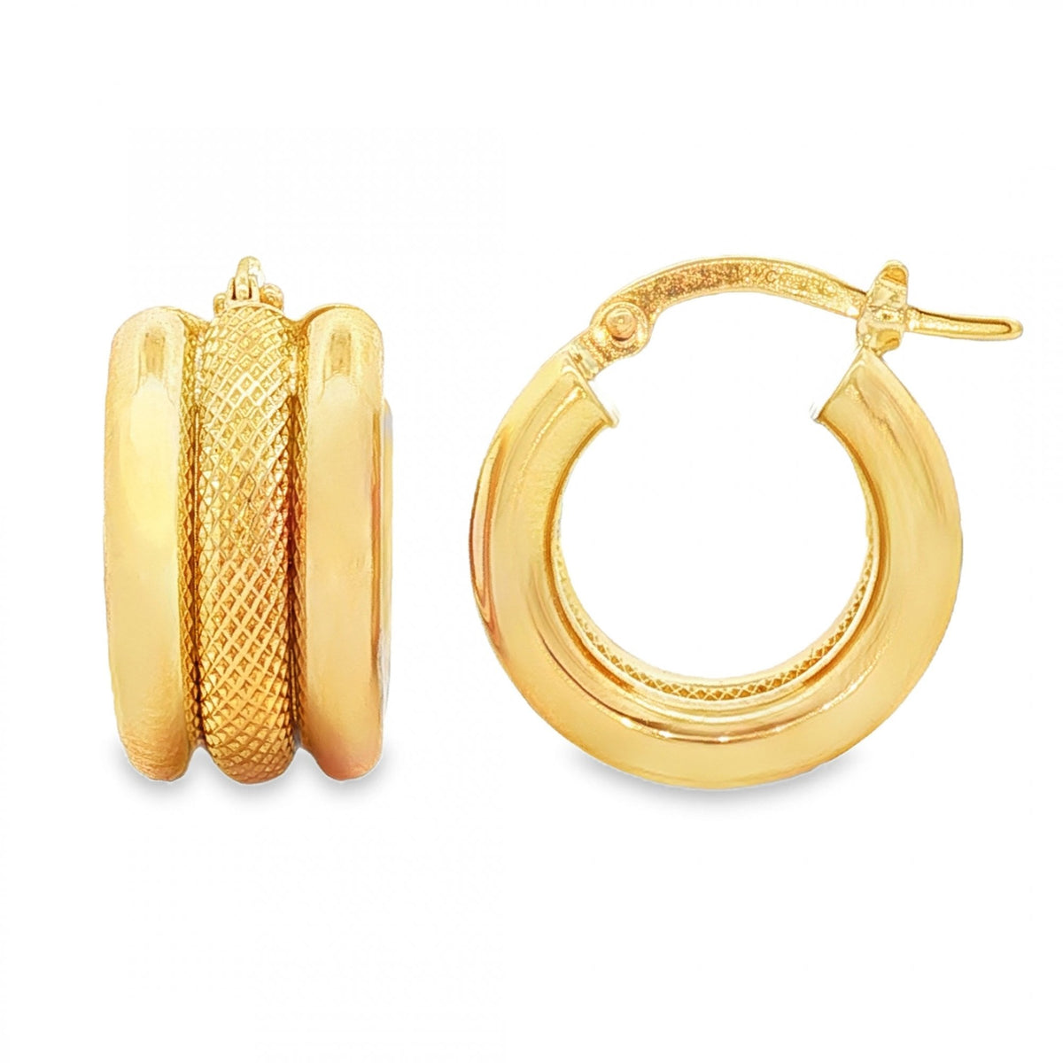 9ct Yellow Gold Triple Tube Hoop Earrings - 9x18x16mm - 3.5g
