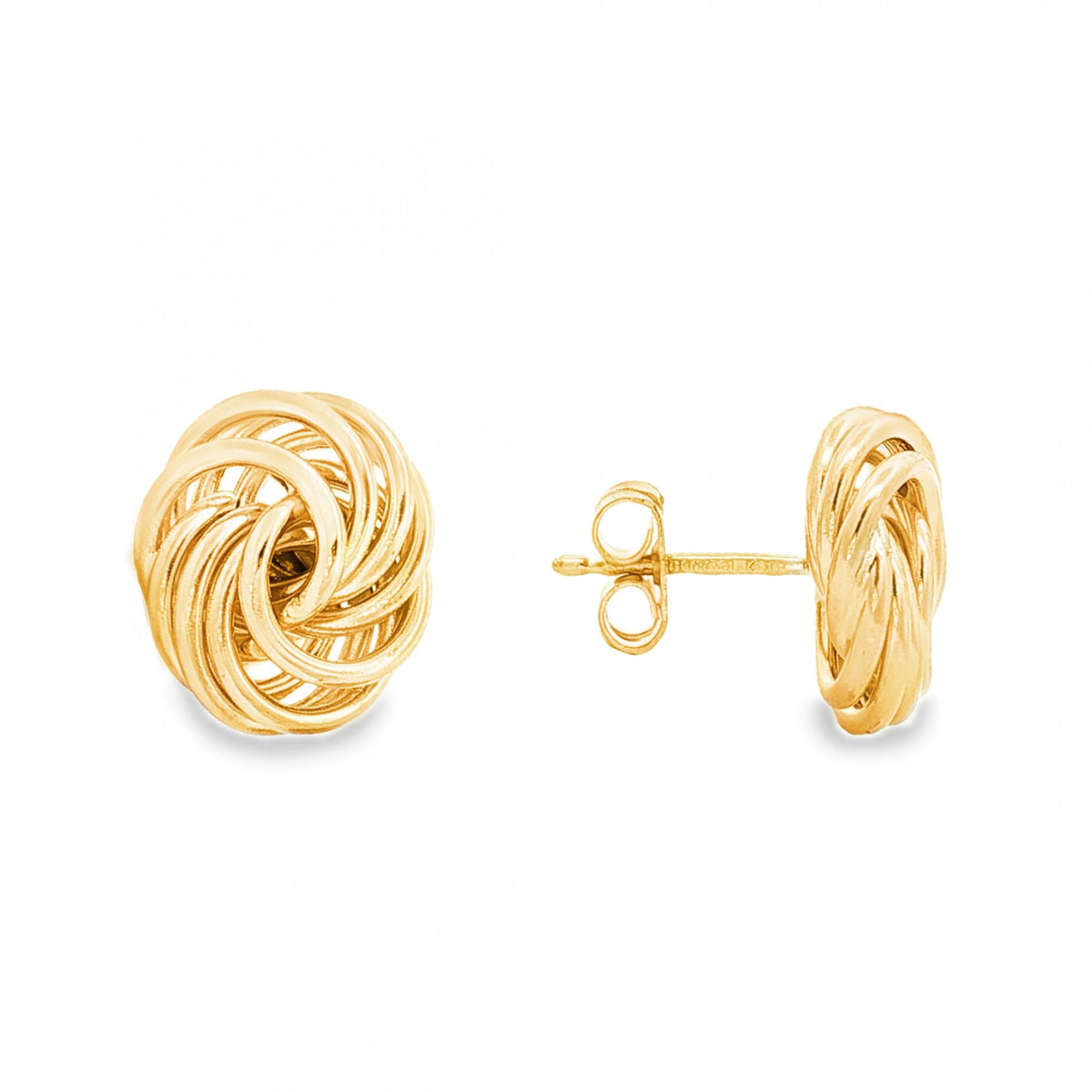 9ct Yellow Gold Knot Stud Earrings - 11x13x4.5mm - 1.8g