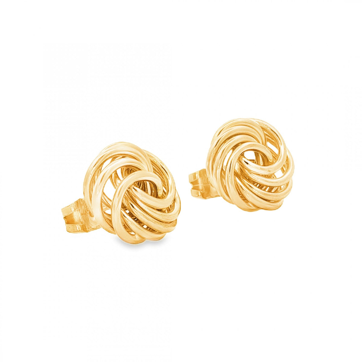 9ct Yellow Gold Knot Stud Earrings - 11x13x4.5mm - 1.8g