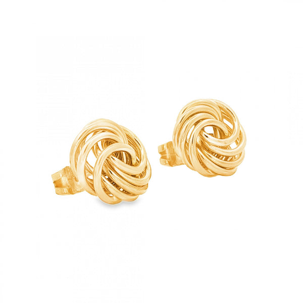 9ct Yellow Gold Knot Stud Earrings - 11x13x4.5mm - 1.8g